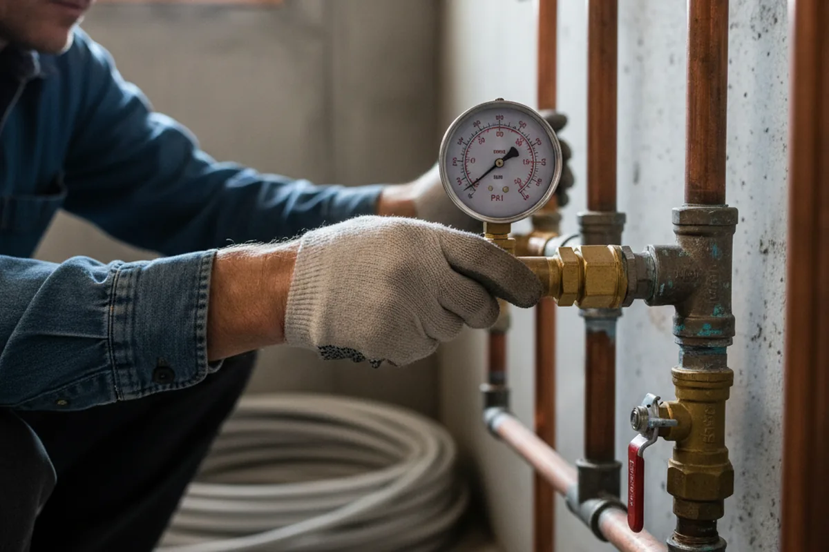 Pressure testing a repaired line during Water Line Repair in Jordan